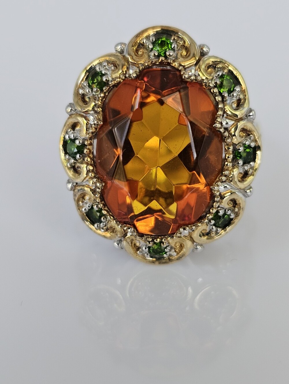 Retired Rare Gems En Vogue Rio Grande Citrine & Tsavorite Garnet Ring Size 7.5 - Picture 11 of 12